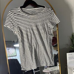 J Crew Dark Navy & White Striped Short Sleeve Tee
